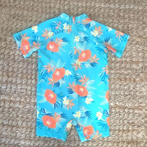 First Impressions Rash Guard 1 Piece Macy's 12 M Hawaiian Floral Swim Suit.Nwot - Picture 2 of 9